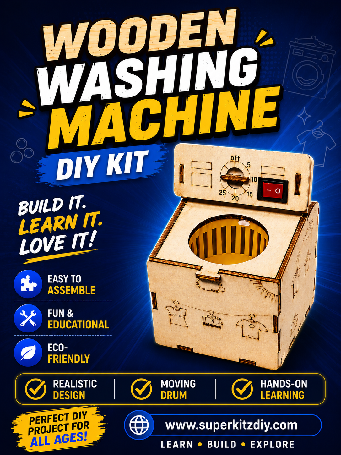 diy kit washing machine Wooden Washing Machine DIY Kit